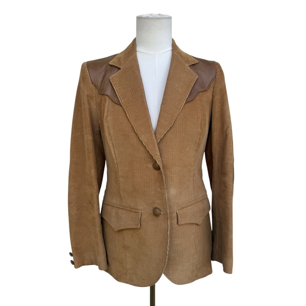 Vintage Mrs Pioneer Western Corduroy Leather Yoke Elbow Patches Jacket 10